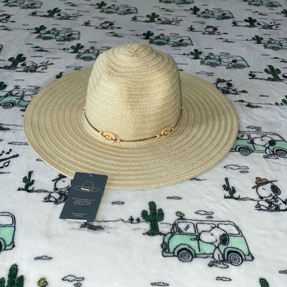 Universal thread women’s tan straw hat beach pool hat size small/medium NWT - Picture 2 of 9